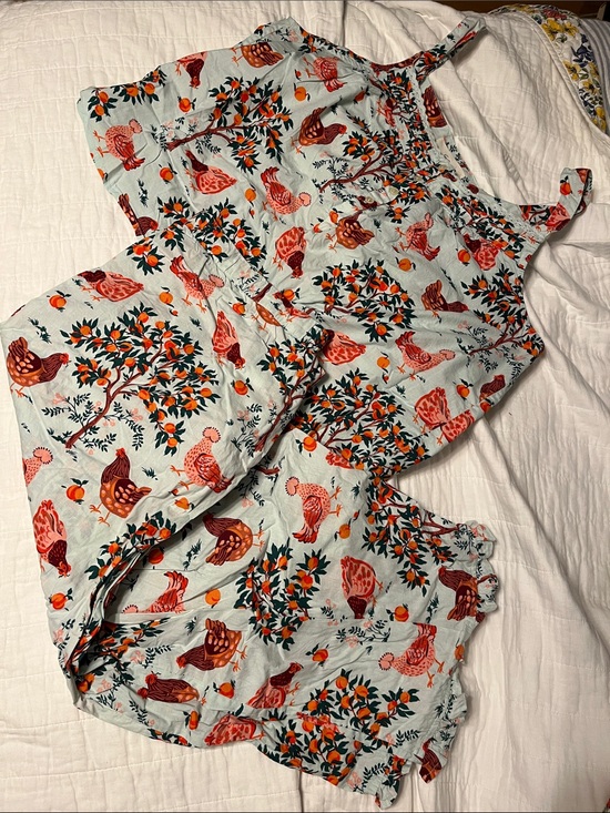 Printfresh Other - Printfresh Light Blue Hen & Orange Tree Smocked Pajama Set
